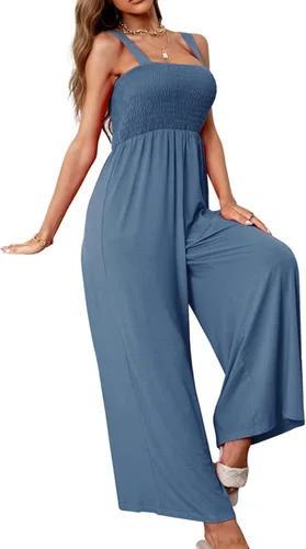 Vista 3 de Lu's Chic Enterizo para mujer, cuello en V, camisola de verano, bohemio, sin mangas, casual, playa