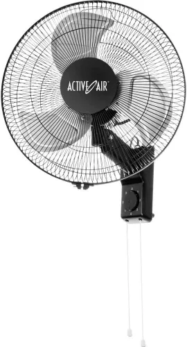 Vista 2 de Hydrofarm Active Air ACFW16HDB Ventilador oscilante oscilante de metal industrial de 16 pulgadas, 3 velocidades, para montaje en pared, color negro
