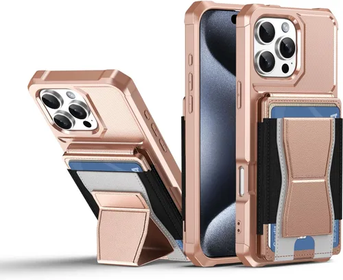 Vista 95 de Dteck Funda para iPhone 16 de 6.1 pulgadas 2024, funda de piel sintética con cierre de botón magnético, ranuras para tarjetas de crédito, función