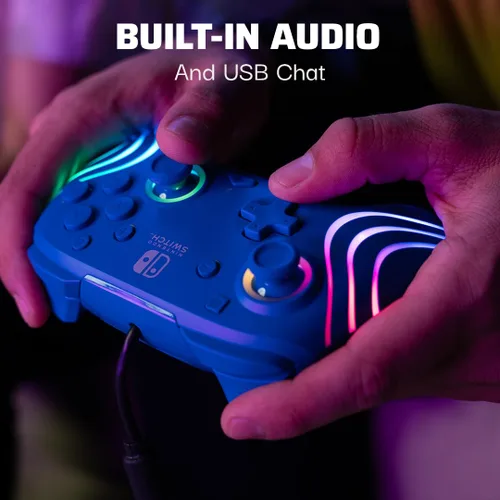 Vista 6 de PDP Afterglow Wave Wired Controller Blue for Nintendo Switch, Nintendo Switch - OLED