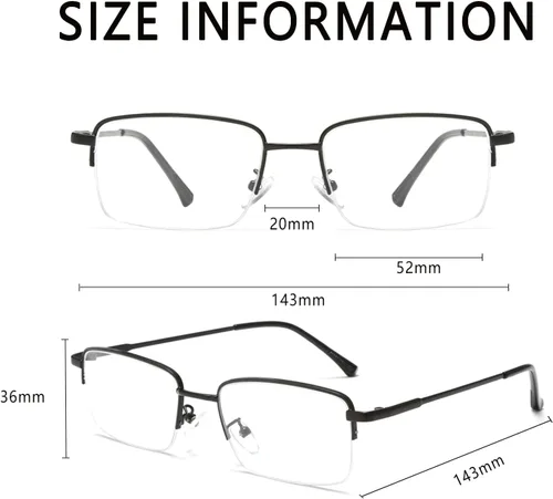 Vista 3 de LJCZKA Gafas de bloqueo de luz azul sin montura para mujeres y hombres, lentes rectangulares frescos para computadora de negocios