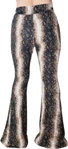 Vista 121 de ShopMyTrend - Pantalones de yoga largos con piernas anchas y acampanadas estilo palazzo, con cintura alta, para mujer