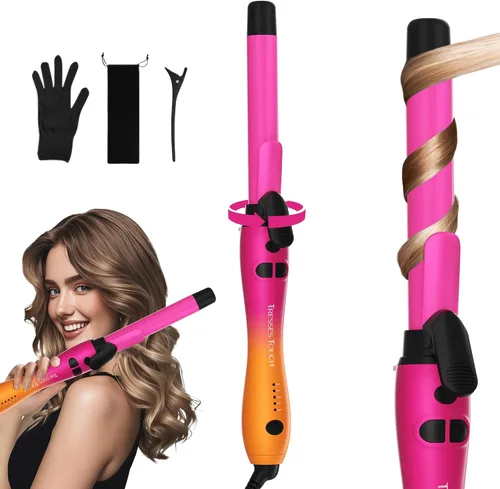 Vista 10 de Rizador giratorio de barril extralargo con abrazadera corta, rizador automático de 1 pulgada que crea rizos sueltos, para cabello medio y largo