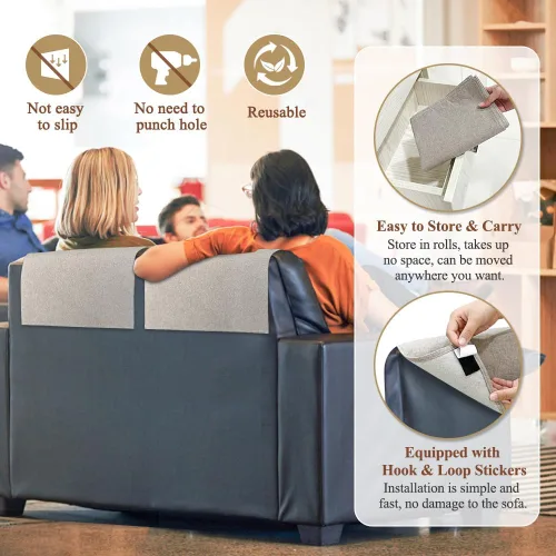 Vista 4 de Protector de reposacabezas reclinable, 2 fundas para reposacabezas para silla reclinable, protector de cabeza de sofá, reposacabezas reclinable