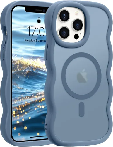Vista 61 de Pepmune - Funda para iPhone 12 Pro Max con marco ondulado y estructura rígida, color mate claro, cubierta trasera unisex, compatible con Magsafe