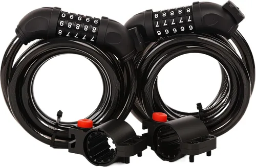 Vista 8 de SEPOX® Paquete de 2 piezas de 1.83 m de cable extra largo con combinación para bicicleta, cerradura de seguridad retráctil de 4 dígitos, cable de 12