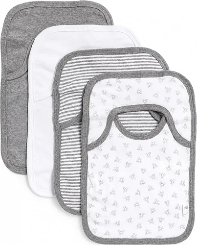 Vista 14 de Burt's Bees Baby Baberos unisex para bebé, trapos de baba de hombro de solapa, 100% algodón orgánico con baberos absorbentes de toalla de rizo A