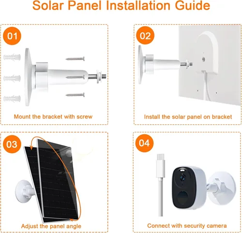 Vista 6 de Zivif Panel solar de 7 W para cámara de seguridad, cargador de panel solar USB C de 5 V compatible con cámara de batería recargable, IP65