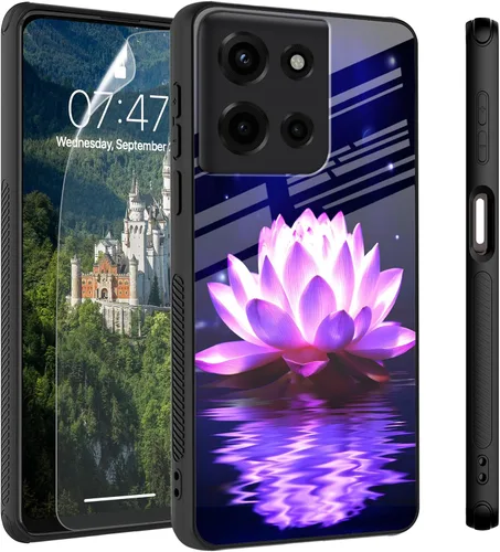 Vista 24 de Funda para Motorola Moto Edge 2022, cubierta trasera de vidrio templado con protector de pantalla, funda protectora a prueba de golpes para Motorola