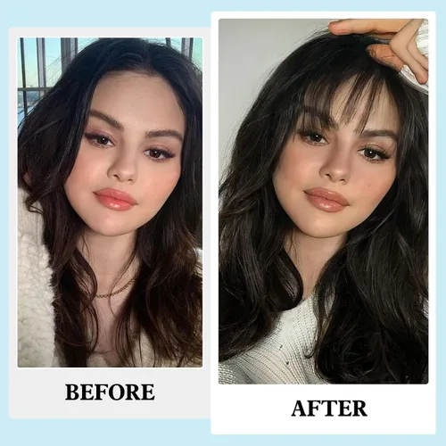 Vista 7 de HAIRCUBE Flequillo de cabello 100% humano, flecos de clip con sienes, extensiones de flequillo para mujer, extensión de flequillo para uso diario
