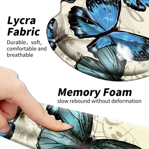 Vista 4 de Reposamuñecas para teclado de computadora y alfombrilla de mouse con gel de soporte de muñeca, alfombrilla de mouse ergonómica de mariposa azul