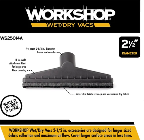 Vista 3 de WORKSHOP Wet/Dry Vacs Cepillo para piso, de 1-7/8 pulgadas, para aspiradora en seco o húmedo, para tienda.