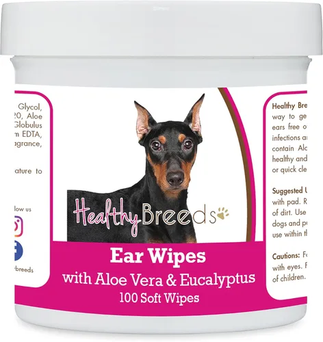 Vista 132 de Healthy Breeds Affenpinscher Toallitas de limpieza de oídos con aloe y eucalipto para perros, 100