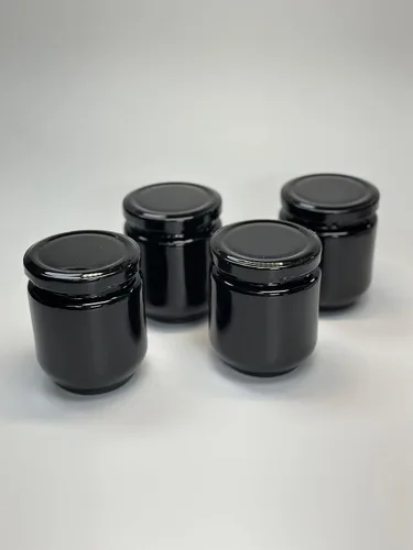 Vista 3 de Paquete de 4 pequeños tarros de vidrio negros de 6.5 onzas con tapas herméticas – Mini tarros Mason para almacenamiento de hierbas, mermelada