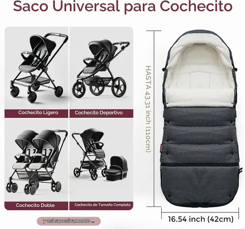 Vista 5 de Momcozy Universal Stroller Footmuff, Plush Weatherproof Bunting Bag