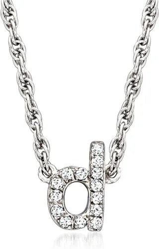 Vista 9 de Ross-Simons Diamond-Accented Lowercase Mini Initial Necklace in Sterling Silver