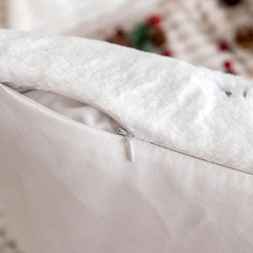 Vista 6 de MIULEE - Juego de 2 fundas de almohada decorativas de Navidad, de pelo sintético suave con bordado de copos de nieve, almohadas lindas de invierno