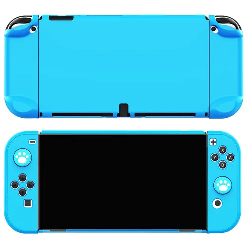 Vista 5 de COMCOOL Dockable Case for Nintendo Switch OLED 2021 - Protective Cover Accessories for NS OLED and Joy-Con Controller with Screen Protector - Skyblue