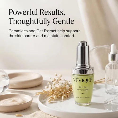 Vista 4 de Révelle - Suero de retinol 1% puro con ceramida NP y extracto de avena, suero facial calmante con textura para piel radiante, fórmula suave