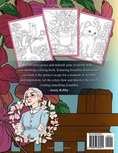 Vista 2 de Lovely Garden Large Print Coloring Book for Adults Relaxation Easy Designs for Women and Seniors featuring Nature, Flowers, Animals, Country Scenes