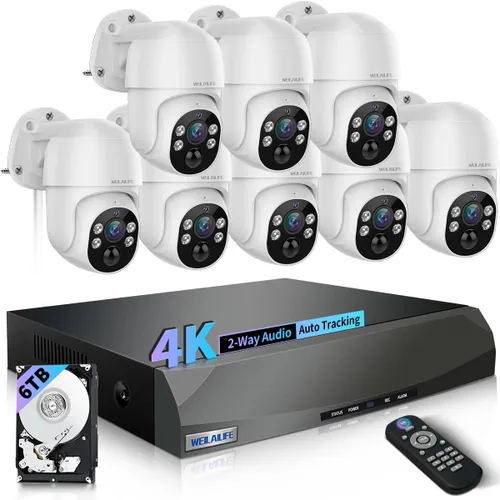 Vista 10 de 【Almacenamiento de 90 días y 4K Ultra HD】 Sistema de cámara de seguridad con cable, cámaras de seguridad POE para exteriores, sistema de cámara IP