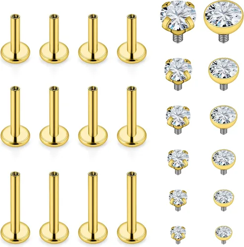 Vista 13 de Vsnnsns 16G Anillos de Labio de Acero Inoxidable Tragus Hélice Caracola Piercing Joyería Mordida de Serpiente Piercing Monroe Anillos de Labio