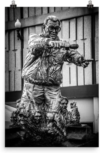 Vista 4 de 8x12 Inch Canvas Print: Harry Caray Picture, Chicago Wrigley Field Wall Art, Black and White Artwork, Sports Home Decor Photo Print, Baseball