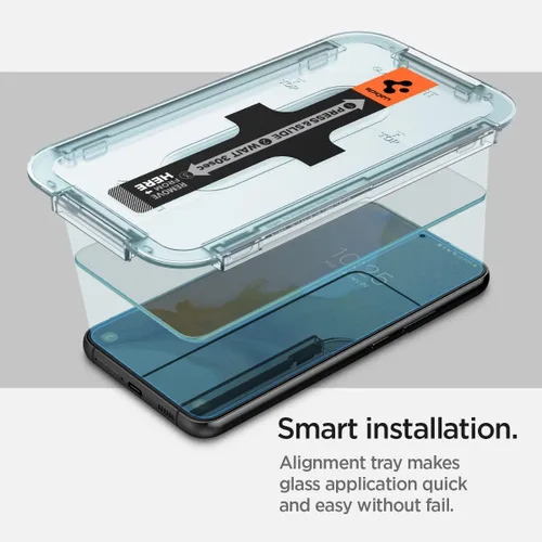 Vista 4 de Spigen Protector de pantalla de vidrio templado [Glas.tR EZ Fit] diseñado para Galaxy S22 [compatible con fundas], paquete de 2 9H Hardness