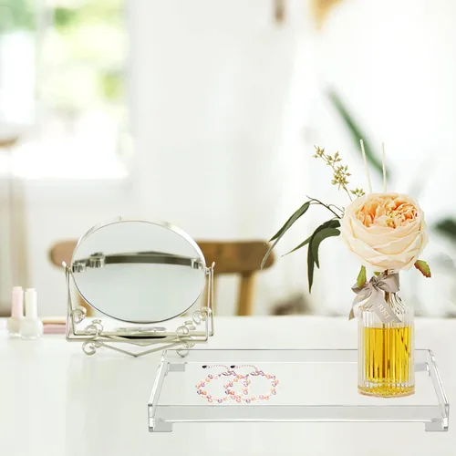 Vista 3 de Bandeja de baño de acrílico transparente rectangular organizador decorativo, grande Large-claro