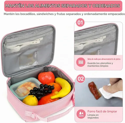 Vista 4 de Lonchera con diseño de mariposa para niñas y niños, lonchera aislada con diseño de arco iris con asa de clip, lonchera a prueba de fugas con Rainbow