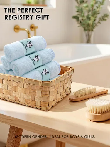 Vista 6 de HIPHOP PANDA Toallitas para bebé, rayón hecho de bambú - 2 capas ultra suaves y absorbentes, toallita facial de baño para recién nacidos - toallitas