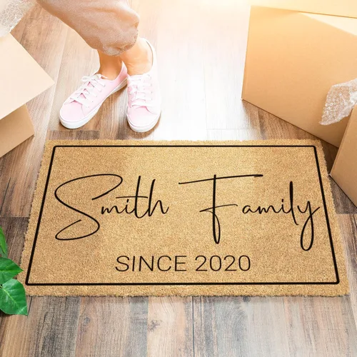 Vista 3 de Regalos de inauguración de casa para nuevo hogar, tapete personalizado, 3 tamaños - 6 diseños, tapete personalizado con nombre de familia, tapete