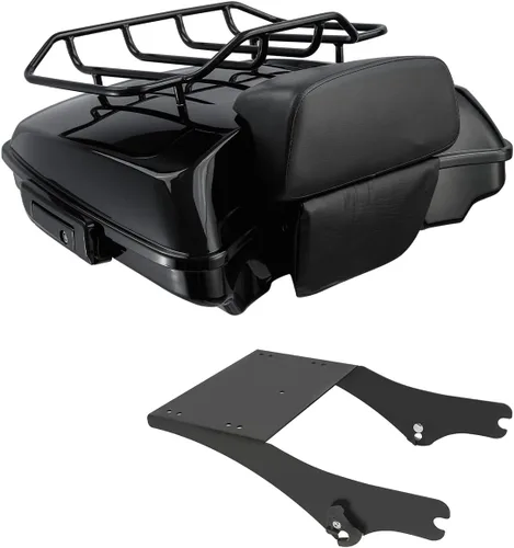 Vista 12 de Paquete de maquinilla de afeitar de 5.5 pulgadas y estante de montaje negro para Harley Tour Pack Pak Touring 97-08 Road King Road Glide Street