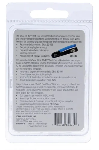 Vista 9 de Ideal Electrical 85-375 8P8C - Enchufe modular de una sola pieza, conector RJ-45 de diseño de alimentación para cables CAT6, par trenzado de 250