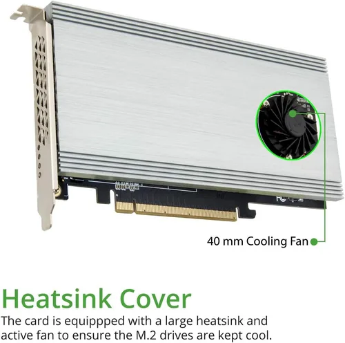 Vista 5 de IO CREST Dual M.2 NVMe Puertos RAID a PCIe 3.0 x16 Interfaz (ancho de banda x8) Controlador elevador de bifurcación - SI-PEX40158