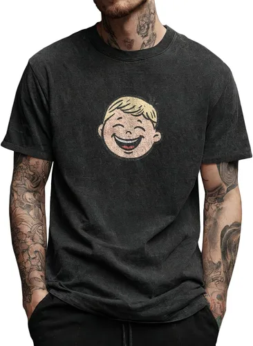 Vista 28 de domirica Camisetas gráficas para hombre, 100 % algodón lavado, manga corta, cuello redondo, Y2K, tallas grandes y altas, camisetas de verano 2026