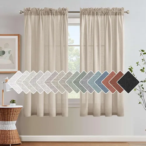 Vista 61 de H.VERSAILTEX Cortinas texturizadas de lino con filtro de luz para sala de estar, tratamiento de ventanas, cortinas naturales y duraderas