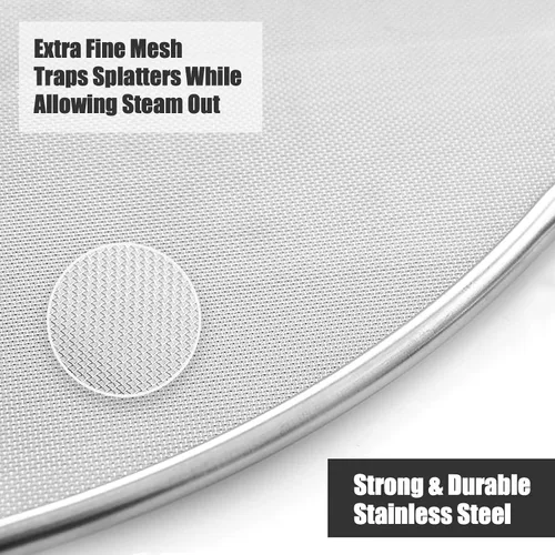 Vista 5 de Pantalla contra salpicaduras para cocinar, protector de salpicaduras de grasa de acero inoxidable para sartén, sin desorden de aceite de cocina, sin