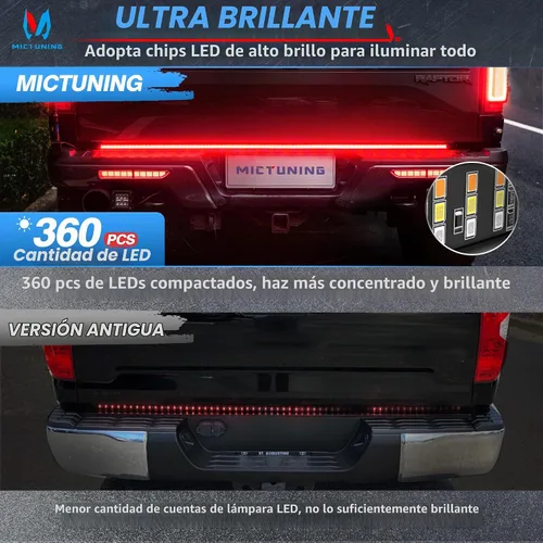 Vista 3 de MICTUNING - Barra de luz LED para puerta trasera de 48 pulgadas, triple fila de 360 LEDs, resistente al agua con conector plano de 4 vías - 5