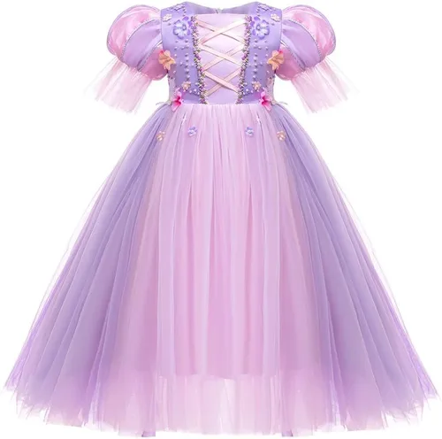 Vista 65 de Disfraz de princesa Sofía Rapunzel para niñas, disfraz de Halloween, Navidad, cumpleaños, fiesta con accesorios