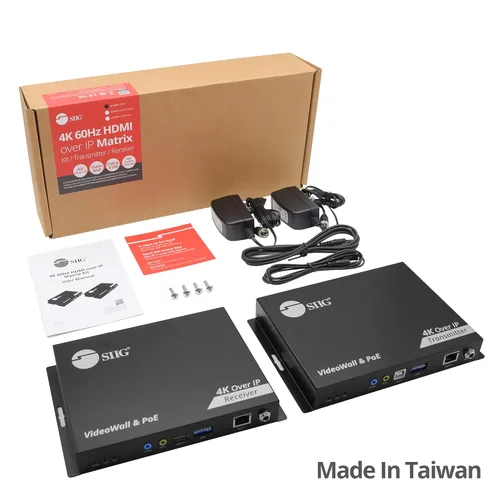 Vista 6 de SIIG Kit de conmutadores de matriz HDMI 4K sobre IP, 4K 60Hz hasta 394FT, extensor KVM USB, control de pared de video, escalable para múltiples