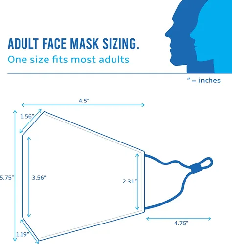 Vista 2 de Be Wise Máscara facial lavable unisex para protección, algodón con cintas elásticas ajustables para las orejas