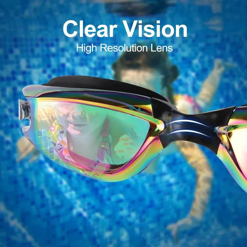 Vista 2 de Gafas de natación para niños, paquete de 2 gafas de natación antivaho a prueba de fugas, gafas de natación para niños de 3 a 14 años de edad
