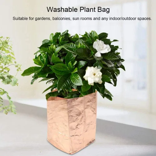 Vista 4 de Fydun Kraft Paper Washable Reusable Planting Bag Plant Growing Bags for Garden Balcony Rose Gold20x20cm Kraft Paper Washable Reusable for Family