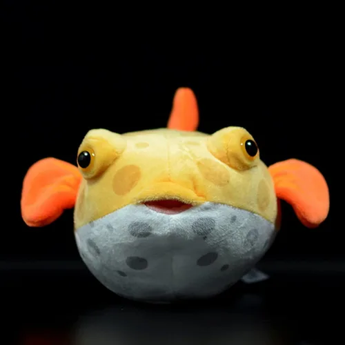 Vista 8 de FRANKIEZHOU Lindo juguete de peluche de pez globo, animal de peluche de pez, juguete de peluche, regalos para niños, peces de 7 pulgadas, amarillo
