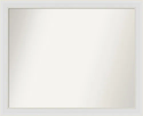 Vista 52 de Amanti Art Espejo de baño blanco para sobre el fregadero, 24 x 26 pulgadas, espejo rectangular blanco y blanco, marco de madera contemporáneo