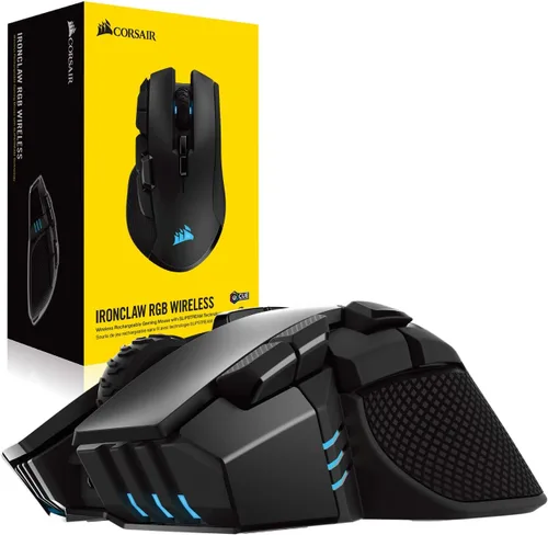 Vista 8 de Corsair Ironclaw Wireless RGB - Mouse para juegos FPS y MOBA - Sensor óptico de 18,000 DPI - Sub-1 ms SLIPSTREAM inalámbrico