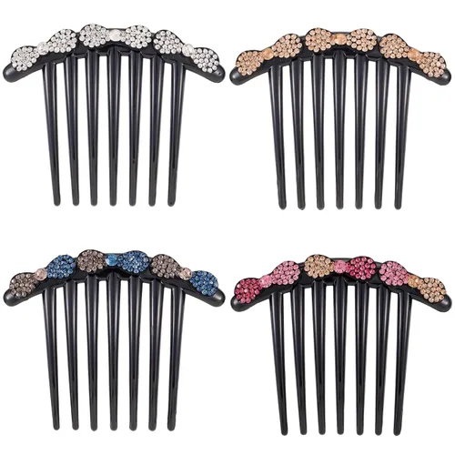 Vista 15 de Peine lateral de perlas para mujer, peines de pelo con diamantes de imitación, 7 dientes, accesorios de cristal vintage, accesorios para tocados
