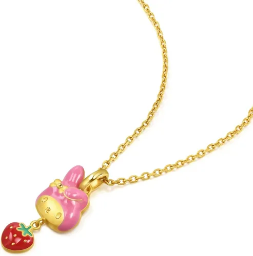 Vista 4 de Chow Sang Sang Sanrio - Colgante de oro macizo 9999 de 24 quilates My Melody con fresa para mujeres y niñas 75427P no incluye el collar