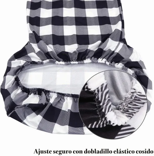 Vista 6 de SoulFeel Juego de 4 fundas para silla Parsons de lana cuadriculada, extraíbles y lavables, elásticas de elastano para comedor, restaurante, hotel